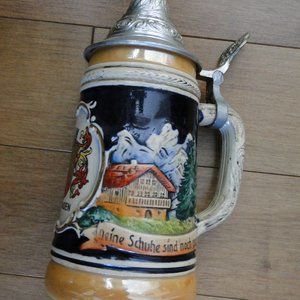 Vintage German beer mug with lid